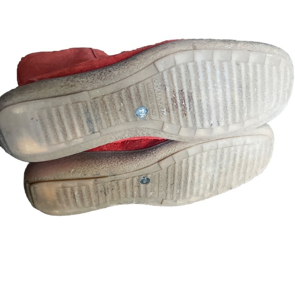 Aquatalia Wedge Boots Red Suede Side Zip Mid Calf Size 7.5 - Picture 7 of 7